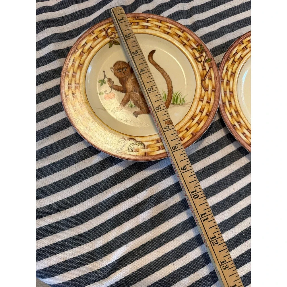 American Atelier Monkey 5029 Porcelain Salad Dessert Plates Set of 2